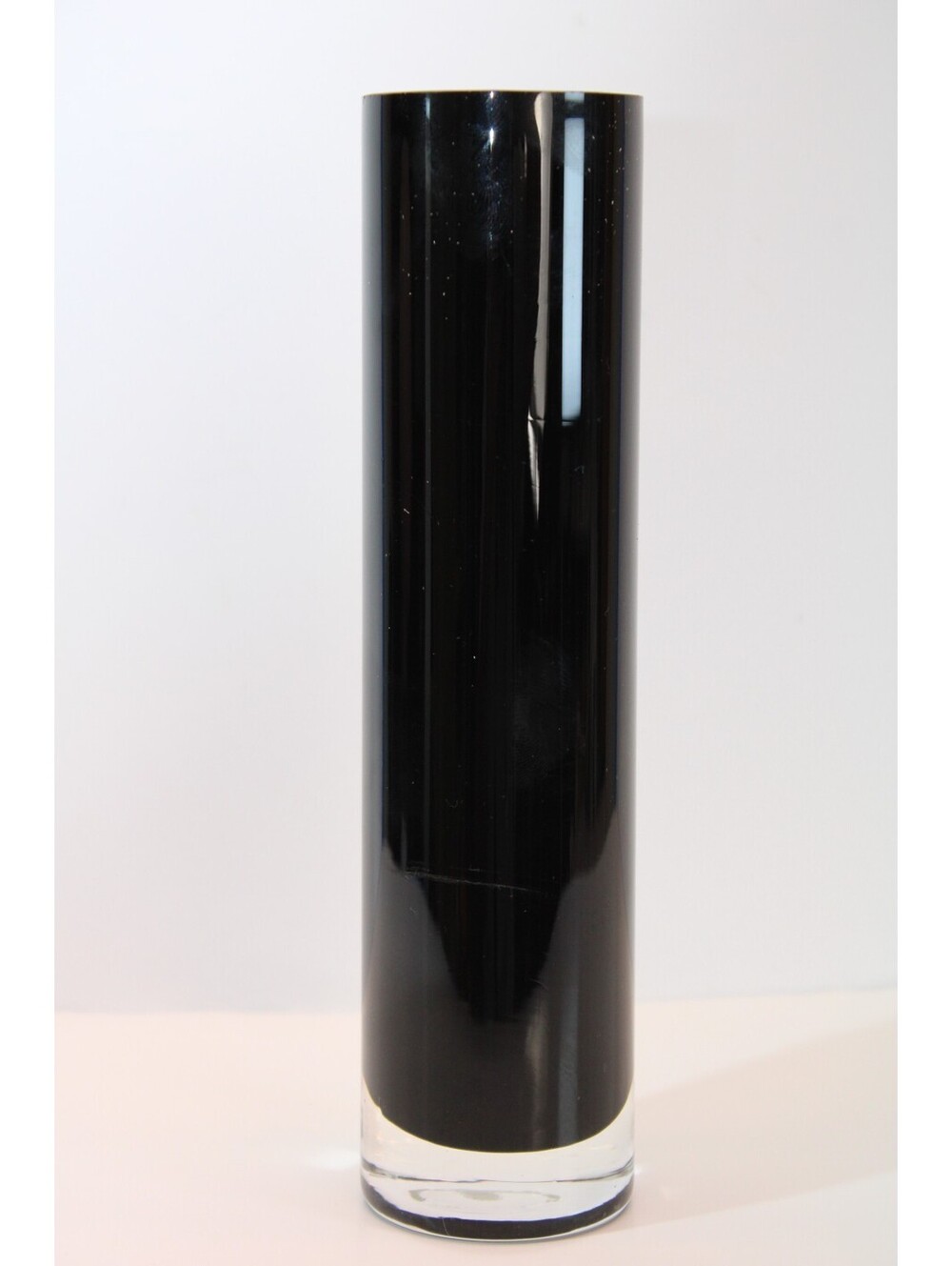 AAC Handcrafted Thick Sleek Cylinder 8" Burgundy Glass Vase Clear Weighted Base